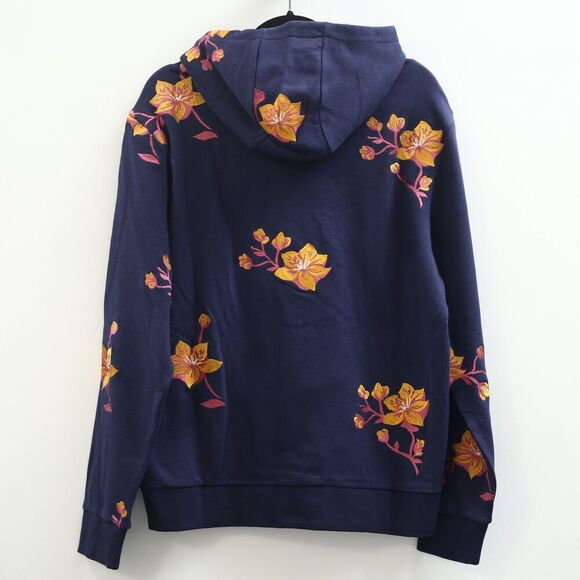 BONOBOS Supersoft Fleece Hoodie Floral Embroidered Long Sleeve Navy M New 283519 - Picture 9 of 11